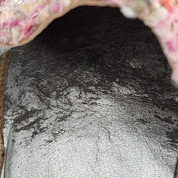 CHANEL Tweed Silver Cap Toe Espadrille Flats - Picture 10 of 12